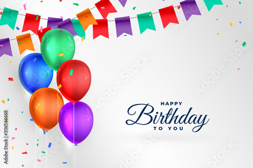 happy birthday celebration background with realistic balloons