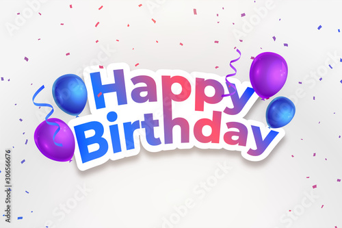 happy birthday celebration background with falling confetti