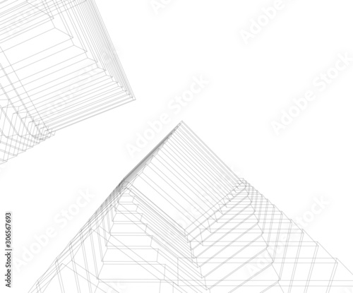 Modern building 3d. Architectural background. 