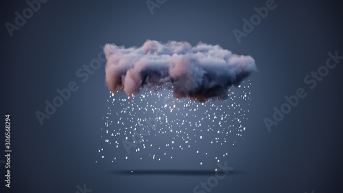 3D Realistic Render of a Cloud with Snowfall