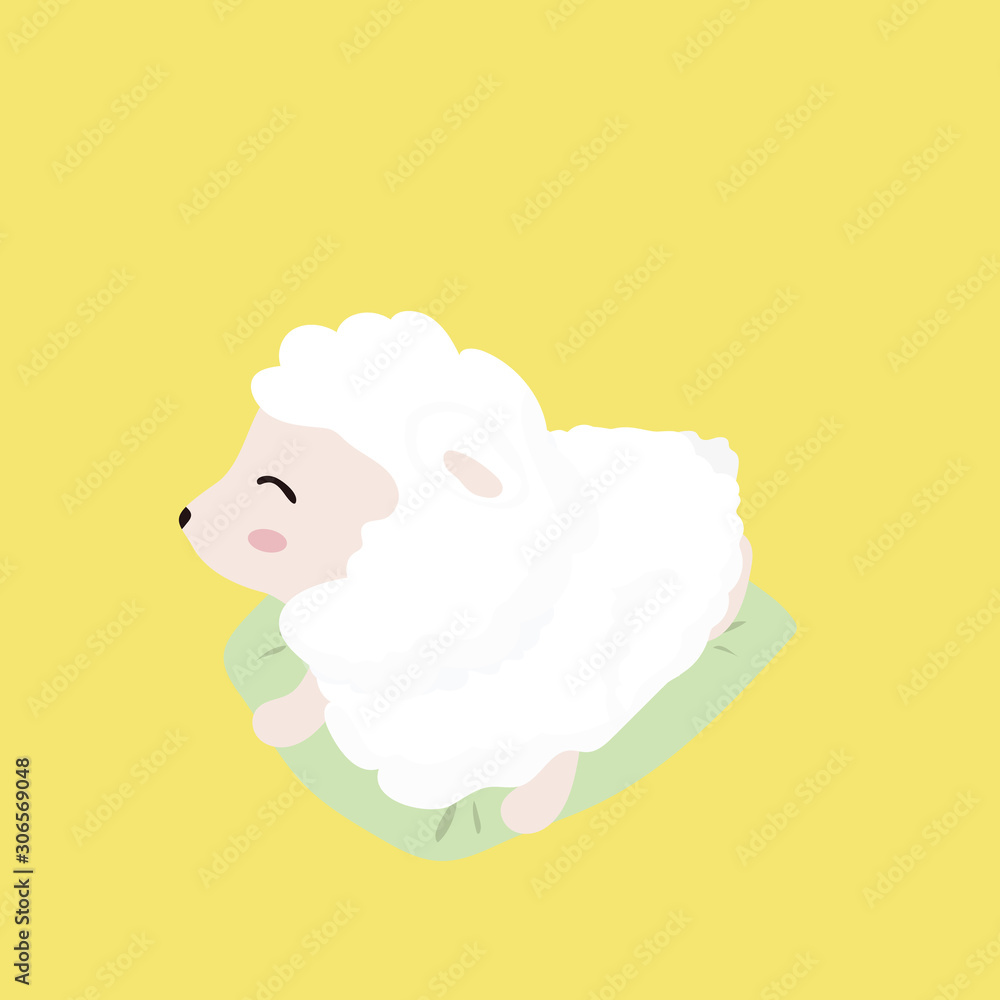 Cute sheep in flat style on pastel background.. Cute sheep in flat style on pastel background..