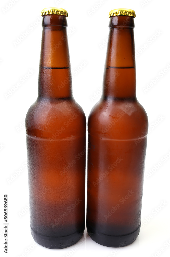 Beer bottle on a white background