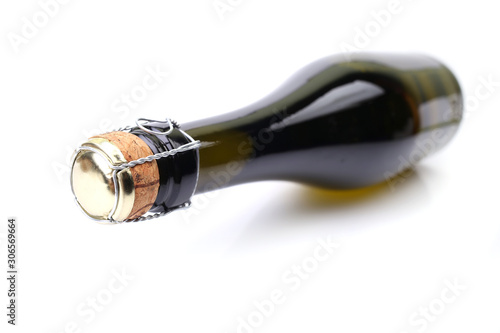 Champagne bottle on a white background