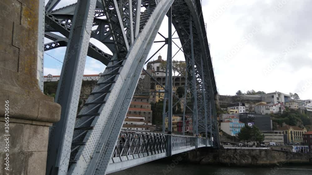 Porto city dom luis river bridge Douro Portugal 4k Porto city dom luis river bridge Douro Portugal 4k