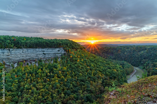 Sunrise At Letchwoth State Park In New York