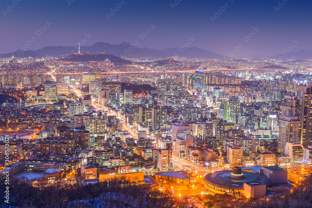 Fototapeta premium Pejzaż Seul, Korea Południowa