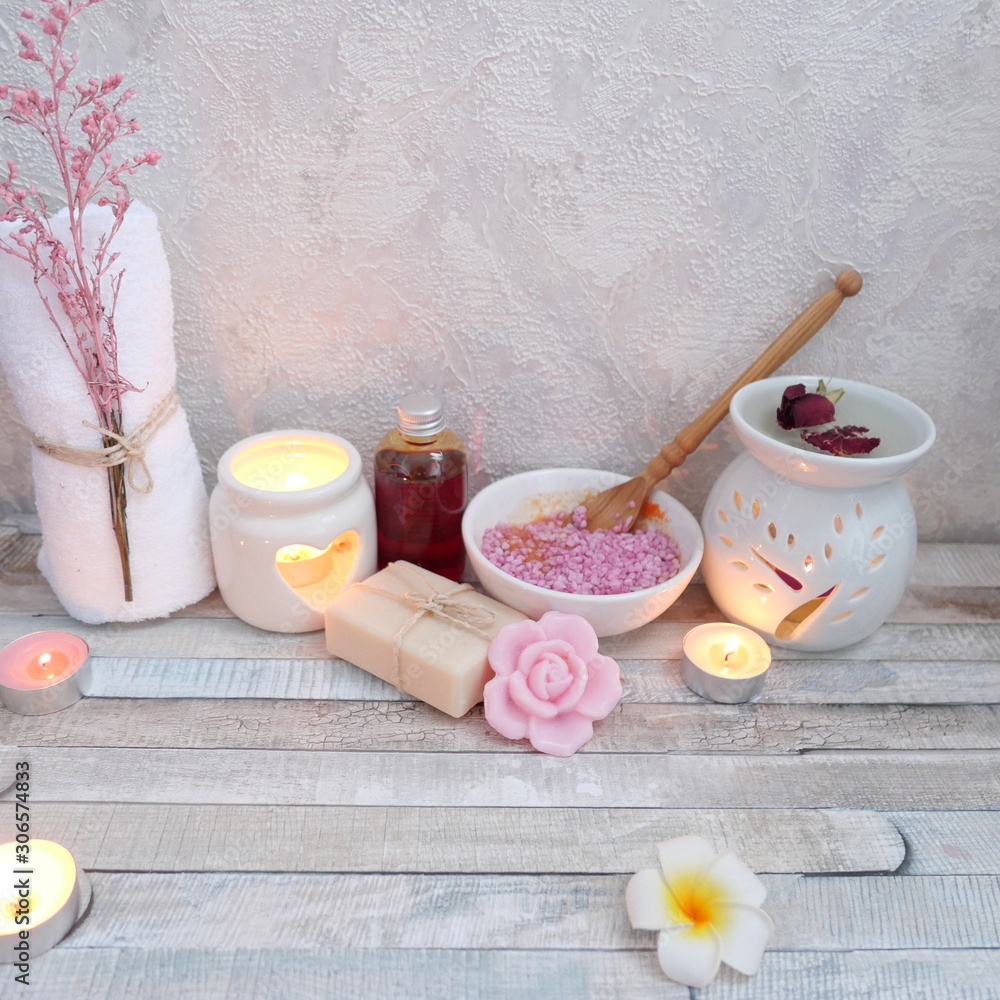 relaxing with spa treatments on a nature floor-Image relaxing with spa treatments on a nature floor-Image