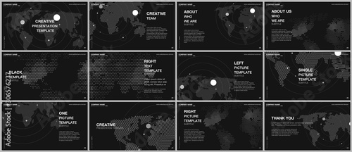 Presentation design vector templates, multipurpose template for presentation slide, flyer, brochure cover design, report presentation. World map concept backgrounds with world map infographic elements © xenia_design