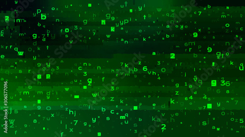 Abstract Green Background with Binary Code Numbers. Data Breach,