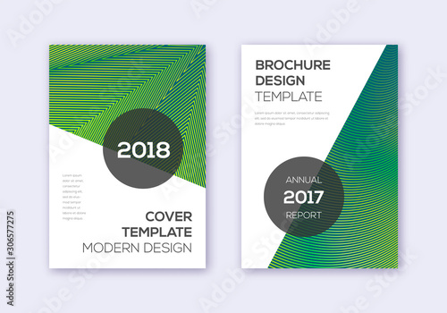 Modern cover design template set. Green abstract l