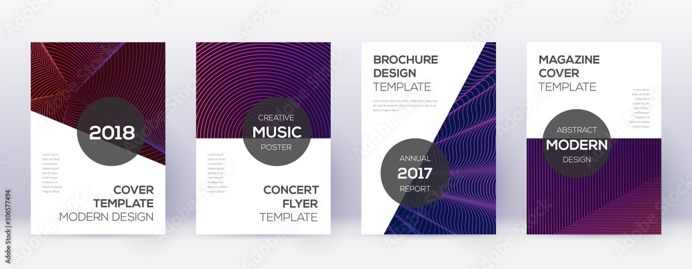 Modern brochure design template set. Violet abstra Modern brochure design template set. Violet abstra
