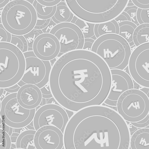 Indian rupee silver coins seamless pattern. Attrac