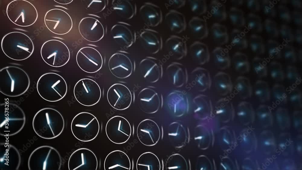 mowing clock wall animation with optical flares effect mowing clock wall animation with optical flares effect