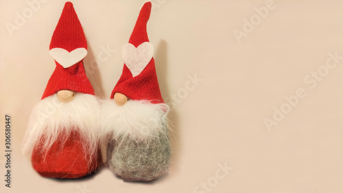 Toy gnomes. Christmas background. New Year