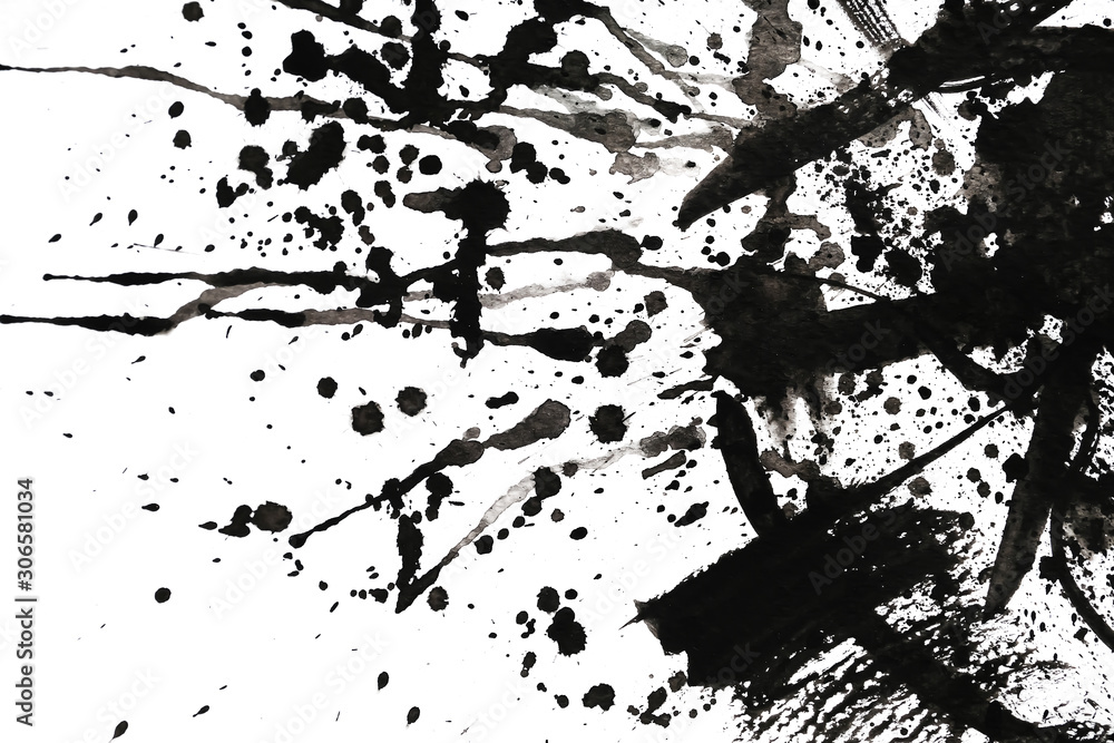 Fototapeta premium Abstract black ink texture Japan style on a white background.