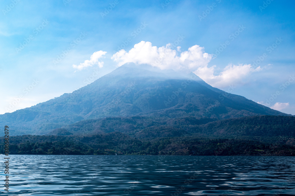 Volcano Toliman and Volcano Atitlan view from Panajachel