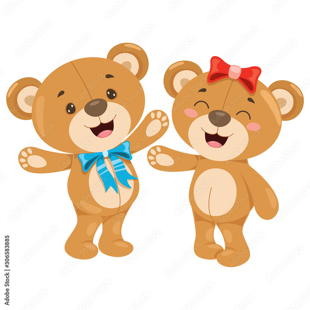Obraz premium Little Funny Teddy Bear Cartoon