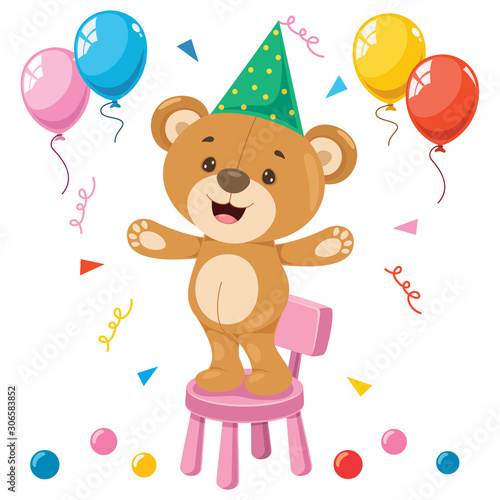 Little Funny Teddy Bear Cartoon