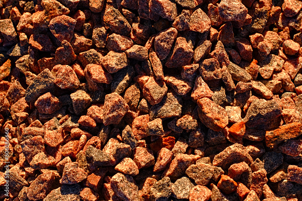 Stones crushed granite lit by the sun, close-up