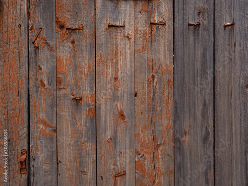 old wood texture background. Aged Natural Old Red Color Grungy Vintage Wooden Surface. Painted Obsolete Weathered Texture Of Fence