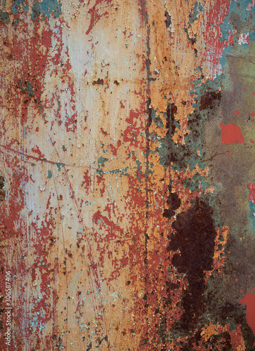 rusty surface with red, dark and orange tones. grunge metal background with scratches