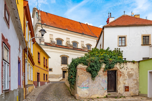 Romantic beautiful picturesque streets of medieval historic centre of Znojmy city  Czech Republic  Europe
