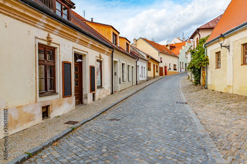 Romantic beautiful picturesque streets of medieval historic centre of Znojmy city, Czech Republic, Europe