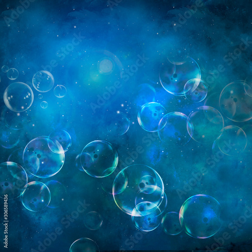 Wallpaper Mural Mystic Blue Universe Background With Bubbles Torontodigital.ca