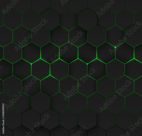 Abstract green hexagonal background. Futuristic technology concept