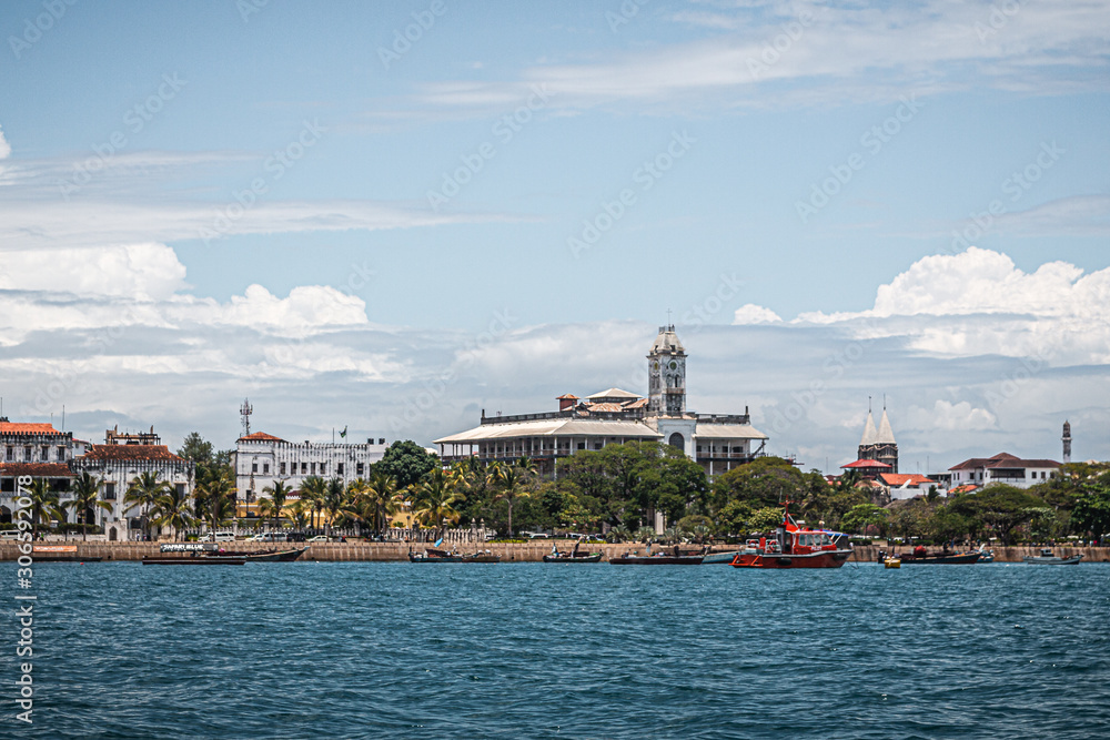 View of stone town coast from sea