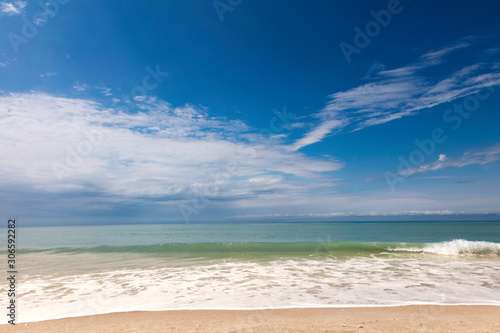 Beach, water, blue sky and clouds, Sanibal Island, Florida, USA
