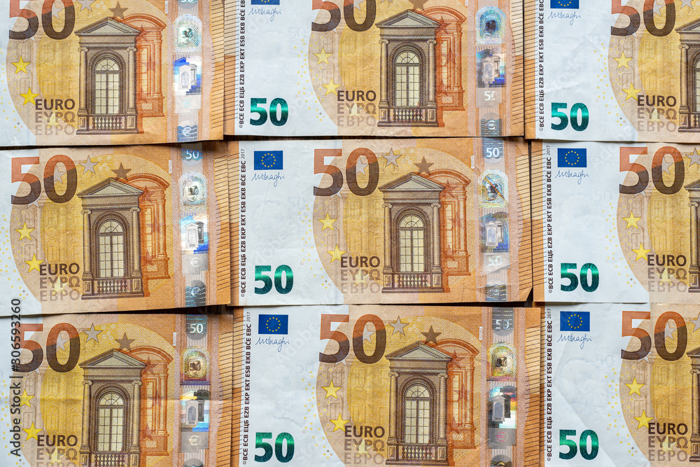 Fototapeta premium seamless background - fifty euro bills 
