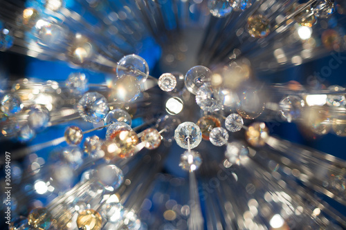 Φωτογραφία Beautiful Abstract Yellow Light reflecting through brushed czech glass crystals