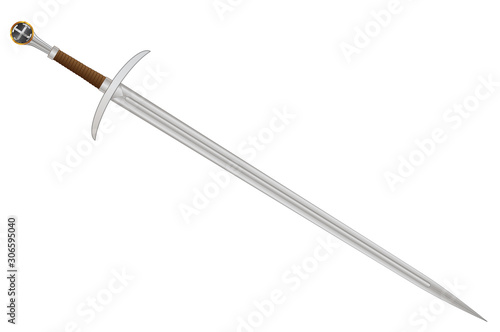 Templar Sword Isolated On White Background