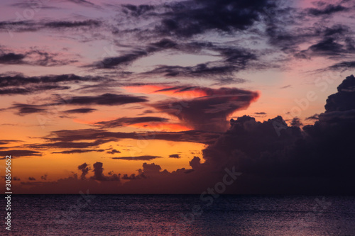 Amazing sunset over the sea with cloud
