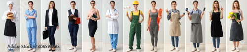 Fotografia Collage with woman in uniforms of different professions