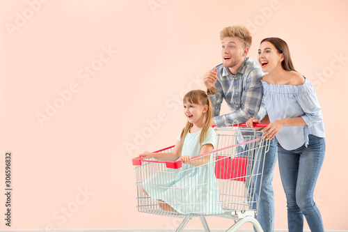 Surprised family with shopp...