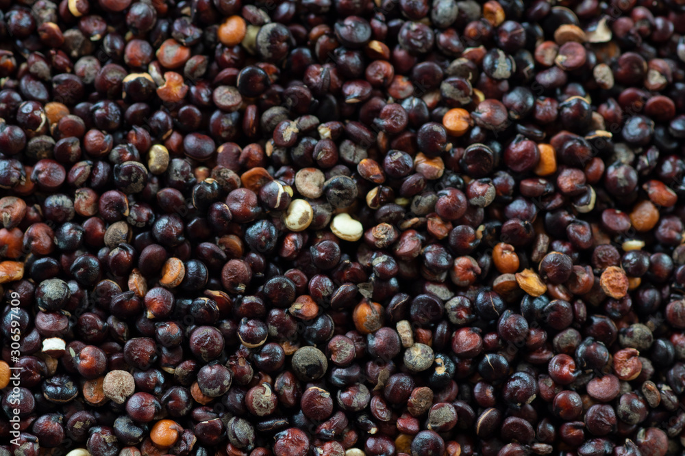 Red quinoa macro. Uncooked grain with varying texture and color. Red quinoa macro. Uncooked grain with varying texture and color.