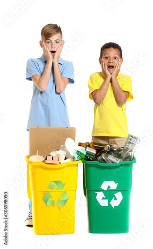 Shocked little boys and con...