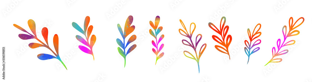 a set of multicolored twigs. Vector