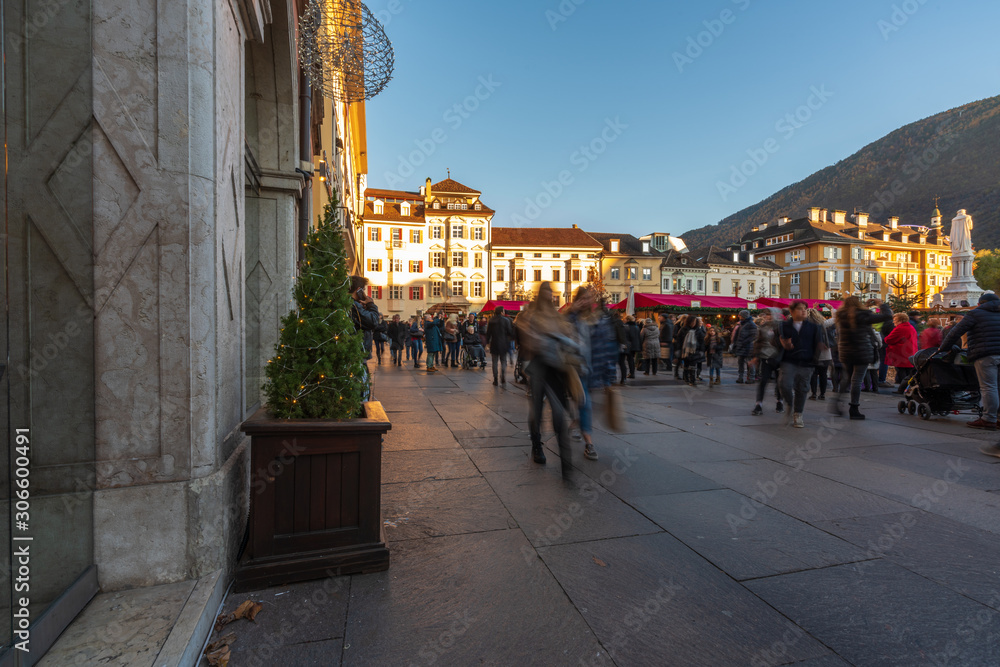 Fototapeta premium Decorations and Christmas market in South Tyrol, Italy, Eppan, Bolzano.