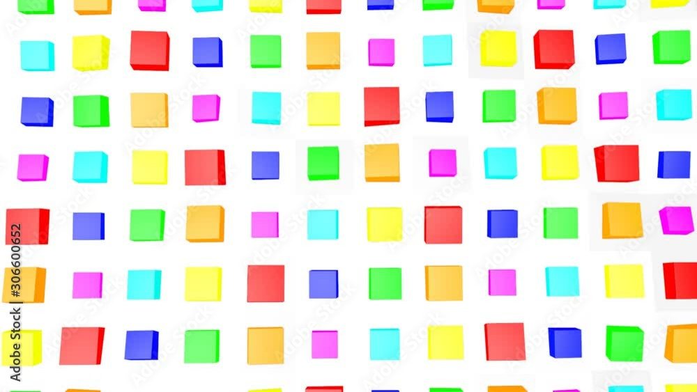 slowly moving multi-colored cubes. abstract animation. 3d render slowly moving multi-colored cubes. abstract animation. 3d render