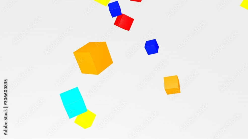 multicolored cubes falling on a white background. abstract animation. 3d render multicolored cubes falling on a white background. abstract animation. 3d render