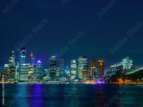 Beautiful view of Sydney city at night looking from Milsons Point in North Sydney, Australia 
