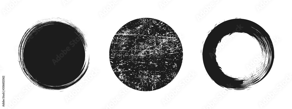 Fototapeta Ustaw różne pociągnięcia pędzlem, ręcznie rysowane okrąg z logo pędzla - wektor