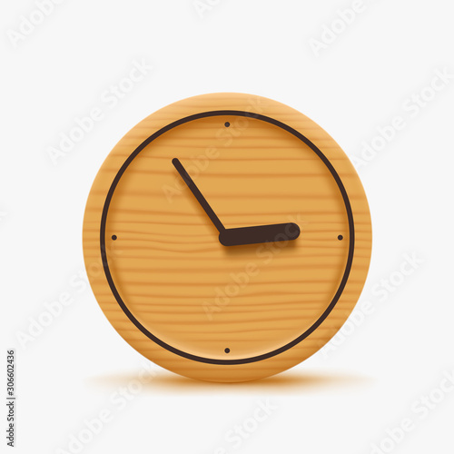 wooden clock with black elements on white