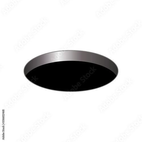 black round hole on a white isolated background
