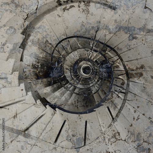 Foto Spiral staircase in an old building.
