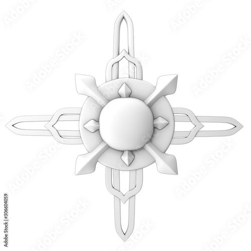 Viking shield pattern black and white .3d illustration photo