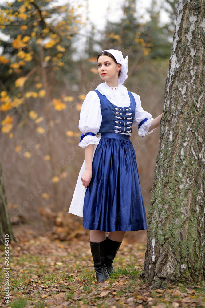 portrait of young woman in slovak folklore dress portrait of young woman in slovak folklore dress
